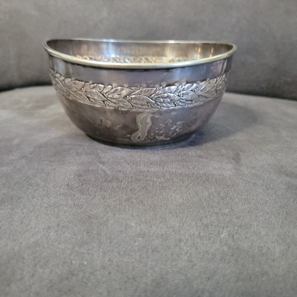Gorham Co Silver Soldered Plated Engraved J Initial Bowl